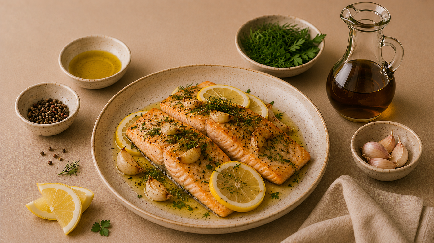 Zitronen-Lachs mit Kräutern & Schwarzkümmelöl